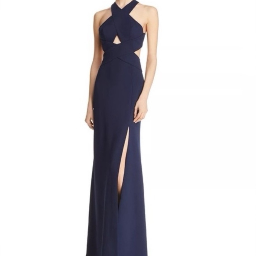 BCBGMaxAzria Navy Backless Gown